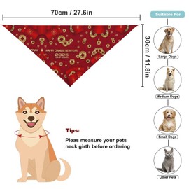 Year of The Snake 2025 Happy Chinese New Year 2025 Dog Bandanas Pets Kerchief Reversible Triangle Bibs Scarf Outfits Accessories for Small to Large Dogs Cats