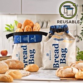 2 Pack Reusable Bread Bags - Perfect To Store Homemade Sourdough Loaf Breads - Special Double-Lock for Longer Freshness - Extra Large Food-Grade Bags - Freezer-Safe Bags for Bread Lovers