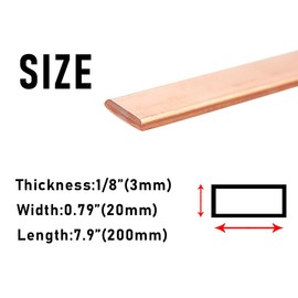 Tynulox 1/8" × 0.8" × 8" Copper Flat Bar, 99.9% Copper Bar Stock, 9Ga Pure Copper Strip for Electroplating, Jewelry Plating (3 * 20 * 200mm)