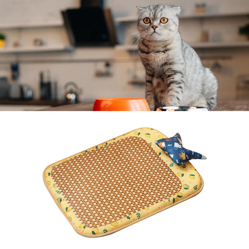 Dog Rattan Cooling Mat Bite Resistant Comfortable Breathable Cat Cooling