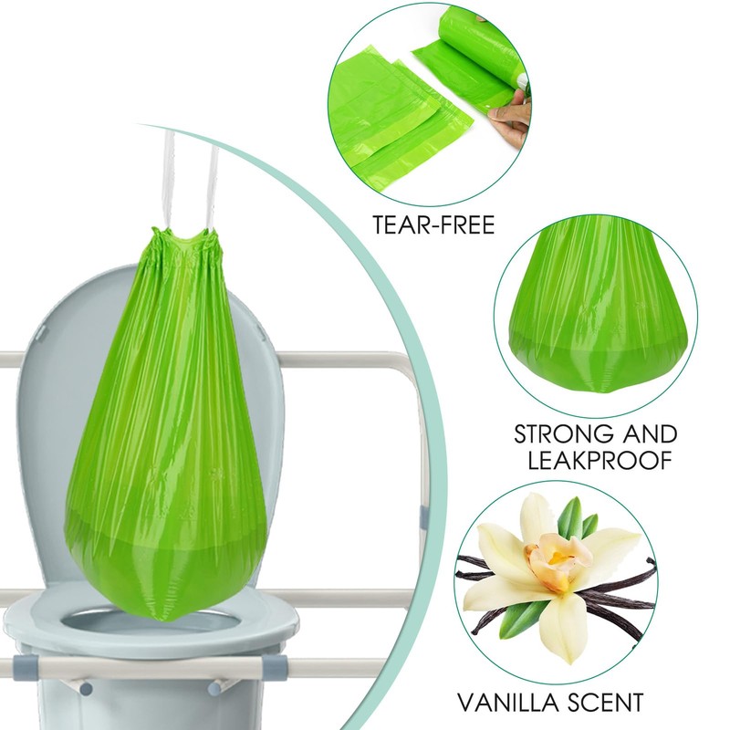 BOOWOO Bedside Commode Liners with Absorbent Pads,100 Disposable Commode Bags