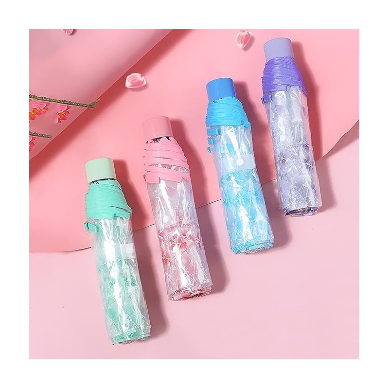 36 Inch Transparent Clear Folding Umbrella with Cherry Blossom for