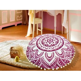 My Dream Carts 22 Inch Floor Pillow “Cover Only” Cushion Cover Round Throw Pillows Decorative for Couch, Chair, Floor, Sofa Unstuffed Cushion Seating Seat Cover Floor Cushion Cover (Without Filler)