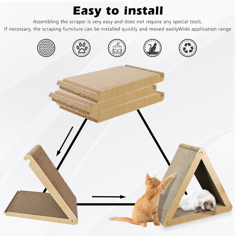 PRITOK Triangular Scratching Board for Cats: 3 Cat Scratching Board