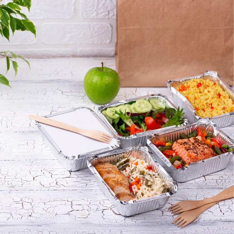 Caterpack Foil Trays With Lids, Small, Disposable Food Containers, 12.5cm