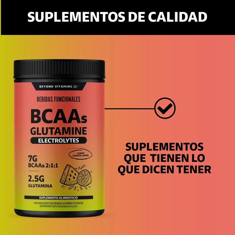 Bcaa Glutamina Electrolitos 7g Aminoácidos Bcaa 211 2.5g L-glutamina En