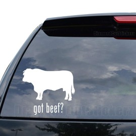 DiamondCutStickerz GOT Beef Steak Cattle Decal Sticker Car Truck Motorcycle Window Bumper Laptop Wall Decor - Size (18 inch / 46 cm Wide) - Color (Matte White)