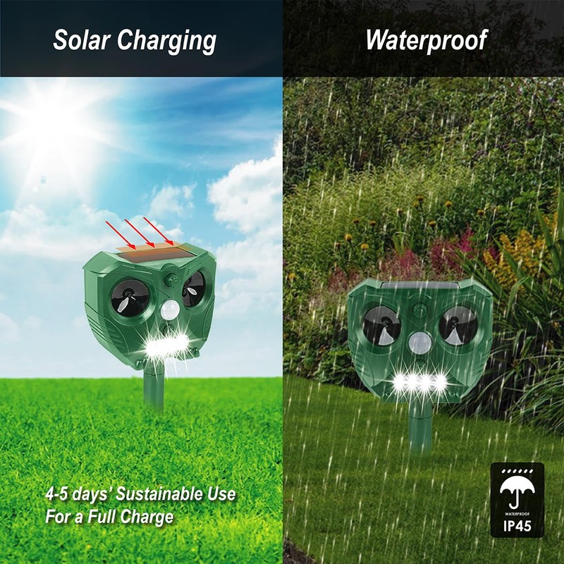2X Ultraschallabwehr Katzenschreck, Ultraschall Abwehr mit Solar,Katzenschreck für Garten,Ultraschall Solar