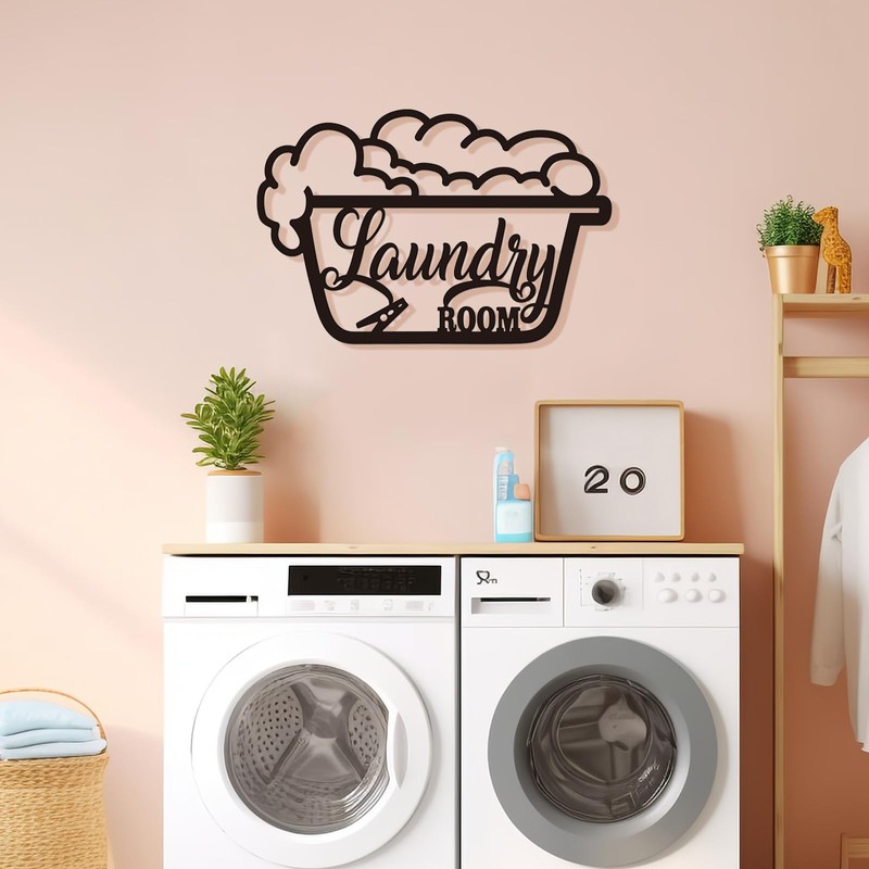 Bnesi Laundry Wall Decor Sign, Farmhouse Decoration Metal Wall Art