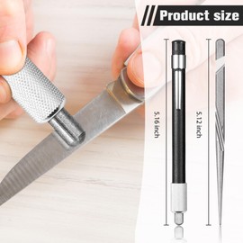 Honoson 2 Pieces Diamond Retractable Knife Sharpener Steel Sharpening Rod for Kitchen Outdoor Serrated Stick Tools (Silver, Black)