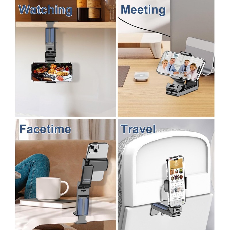 Kuyotine Flight Phone Holder, 360°Rotating Clamp Adjustable Phone Stand, Portable
