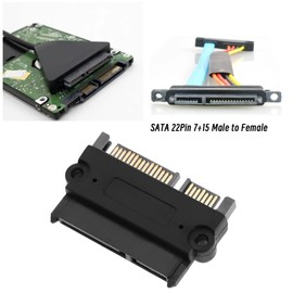 YINETTECH SATA 22 Pin 7+15 Male to Female Adapter for Hard Drives, Optical Drives, Solid State Drives, Black