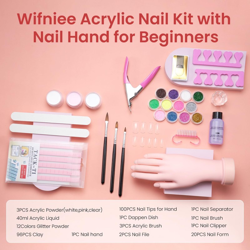 Practice Hand for Acrylic Nails Kit: Fake Hand for Nail