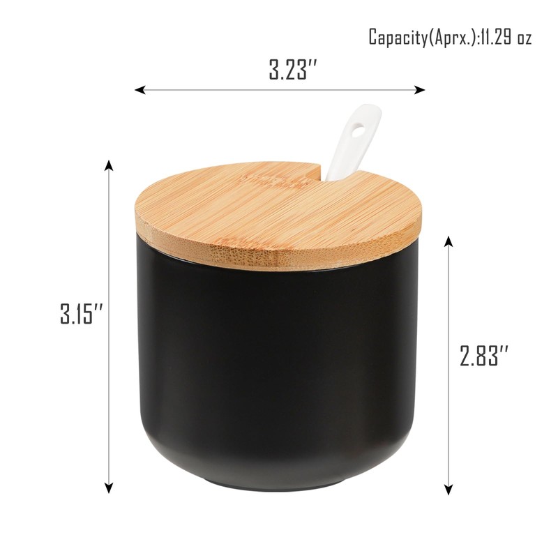 VanEnjoy Black Sugar Bowl with Lid 10oz Ceramic Sugar Bowl