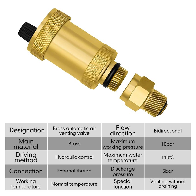 URHRHU Automatic Quick Bleeder 3/8 Inch Brass Blank Minical Air