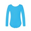 Girls Long Sleeve Team Basic Leotards For Kids, Cerulean, 4-6