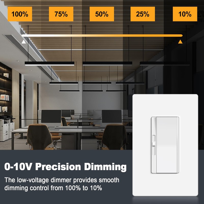 BESTTEN 5 Pack 0-10V LED Dimmer Light Switch, Super Slim