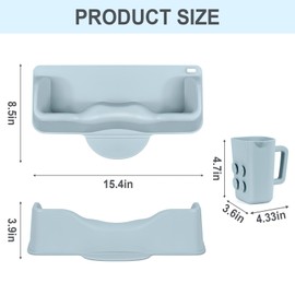 Silicone Portable Hair Wash Basin with Rinse Cup for Kids and Teens, Hair Washing Station for Kids, Tear-Free Shampoo Bowl with Neck Support, Hairs Washing Tray for Sink or Bathtub at Home (Blue)