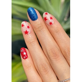 ohora Semi Cured Gel Nail Strips (N Liberated Stars) - Works with Any Lamps, Salon-Quality, Long Lasting, Easy to Apply & Remove - Includes 2 Prep Pads, Nail File & Wooden Stick