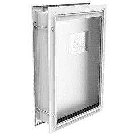 Hakuna Pets Deluxe Aluminum Small Dog & Cat Pet Door with Locking Panel for Screens, Doors & Walls up to 2.8" Thick, for Pets up to 20 lb, White (1162)