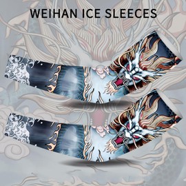 Temporary Tatoo Sleeves,Temporary Tatoo Sleeves - Sun Protection Arm Include Koi, Dragon, Tiger, Mythical Beast, Ice Silk Arm Cover Sun Compression Long Cover