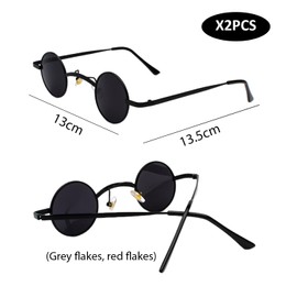 USHXVG 2 Pieces Glasses, Round Sunglasses For Men, Steampunk Sunglasses For Men, Retro Sunglasses, Polarized Sunglasses For Men