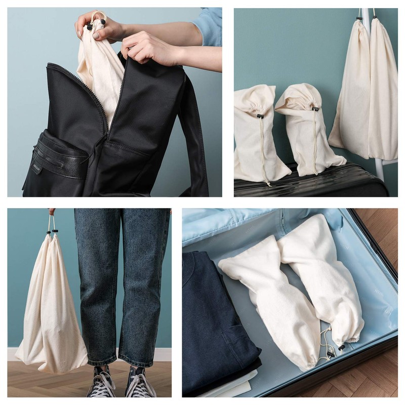PlasMaller Shoe Storage Bags 100% Cotton with Drawstring For Men