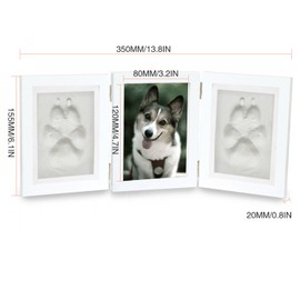 Pet Memorial Frames Cat or Dog Paw Print Keepsake Triple Folding Photo Frame with Clay Imprint Kit