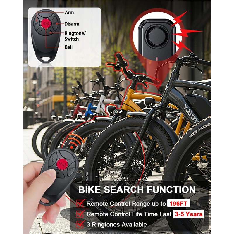 ONVIAN Car Alarm System, Ultra-Loud 113db Bike Alarm with Remote,