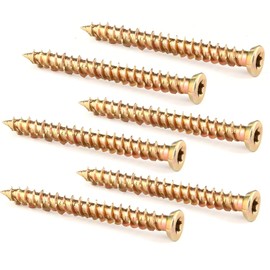 ZOFUN 80 Pcs Screws for Wood, 10 cm x 2.8 mm Torx Drive Flat Head Screw Full Threaded, Carbon Steel Gold Plated Multi-Fix Self Tapping Screws for DIY Wood Craft Furniture