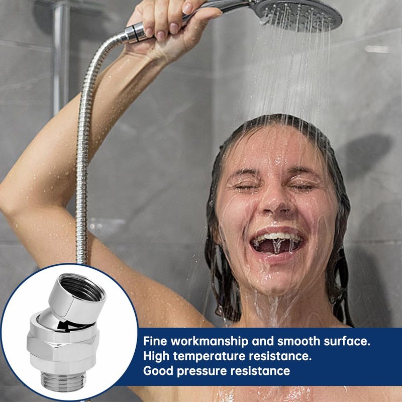 EMVANV Shower Head Swivel Ball Adapter, All Metal Adjustable Shower