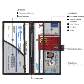 TOURSUIT TOURSUIT Car Registration and Insurance Card Holder, Vehicle License Document Glove Box Compartment Organizer, Interior Car Accessories for Women Men (Marble Black)