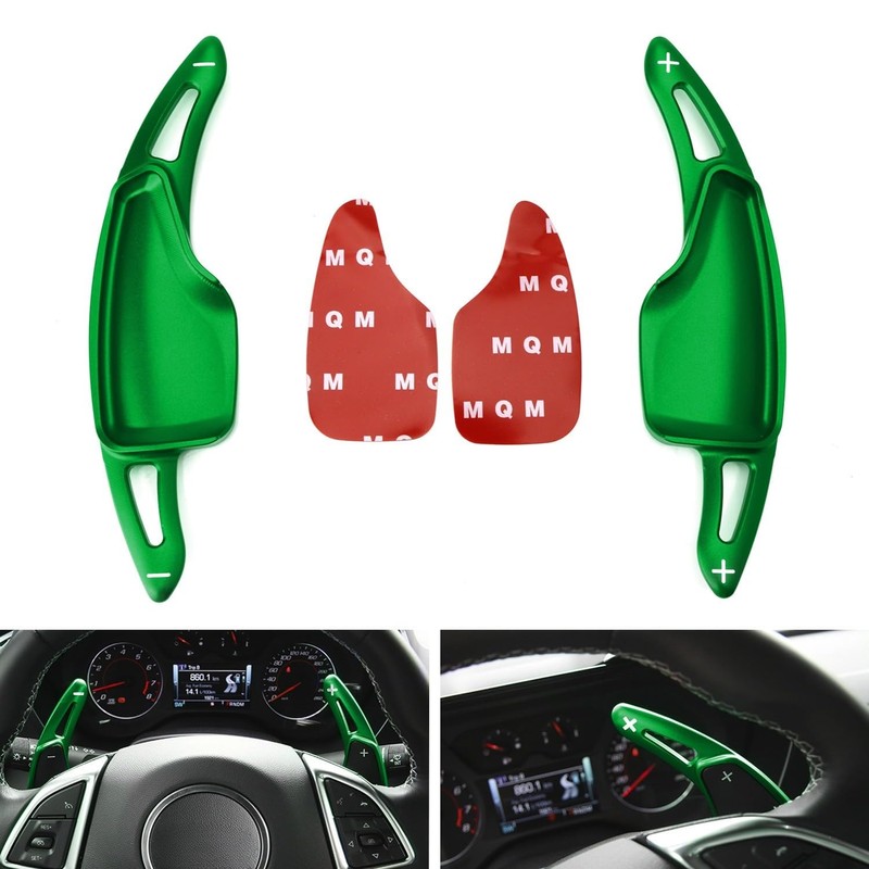 iJDMTOY Green CNC Billet Aluminum Larger Paddle Shifter Extensions Compatible