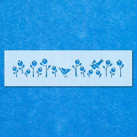 Birds Flowers Stencil: Mylar Airbrush Wall Art Painting Crafts - 190 Micron-A3 Stencil - Design Size (380 x 66 mm)