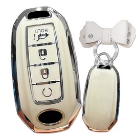 TECART TPU Key Case Fit for Infiniti Q50 Q60 QX50 QX55 Key Fob Keychain Key Shell Holder Accessories 4 Button White A