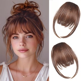 DOAGEAS Clip in Bangs, Clip on Wispy Bangs, Bangs Hair Clip Real Human Hair, Fake Bangs Fringe with Temples Hairpieces for Women, Bangs Clip in Hair Extensions for Daily Wear
