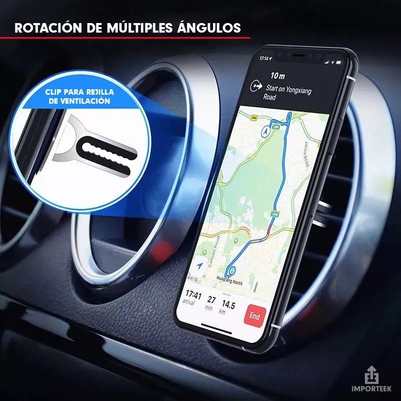 Importeek Soporte Sujetador Celular Anillo Base Auto Rejilla Aire 360