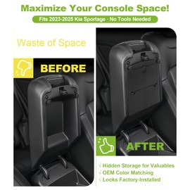 SDPVorn Console Hidden Storage Box for Kia Sportage 2023 2024 2025 Armrest Lid Center Console Organizer Secret Compartment Interior Accessories