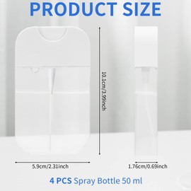 Rimoev 4 PCS Clear Spray Bottles, Portable Card Spray Bottles, 50 ML Refillable Plastic Perfume Atomizer Vials, Suitable Perfume, moisturizing water, hand sanitizer, mosquito repellent