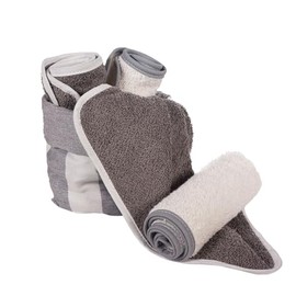 MyVorrei 100% Cotton Bath Towel Set | Basket with Frill Cotton Line and 4 Washcloths 30 x 30 cm | Sponge 450 g Square Meter