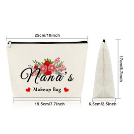 Nana Gift Mothers Day Gifts for Grandma Makeup Bag Best Nana Ever Gifts Grandma Birthday Gifts Cosmetic Bag Christmas Retirement Gifts Nana Gifts from Granddaughter Grandson Cosmetic Travel Pouch