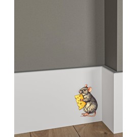 Mice Peeking Through Wall 3D Sticker Decal – Funny Kids Room, Classroom, Home, Bedroom, Bookcase, and Book Lover Decor – 8-Inch Waterproof Vinyl Sticker (Design 4)