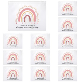 Wesiti 50 Pcs Rainbow Cosmetic Bag Inspirational Gift Motivational Quotes Christian Makeup Bag Bulk Waterproof Zipper Pouch for Women Girl Teacher Christmas Gift(Sometimes You Forget You're Awesome)