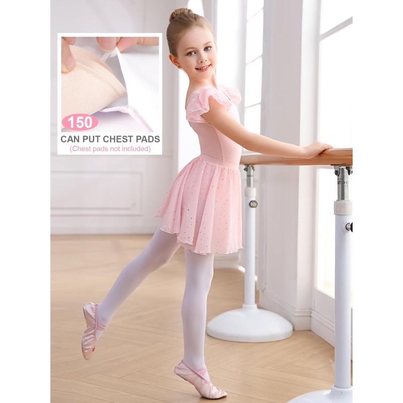 Comfyouth Ballet Leotard for Girls Toddler Shiny Ballet Dress Ruffle