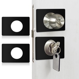 LEIFIDE 2 Pcs Door Reinforcement Plate Stainless Steel Door Lock Repair Plate Bracket with 4 Pcs Adhesive Tapes Prevent Lock Loose or Wobbly(Black)