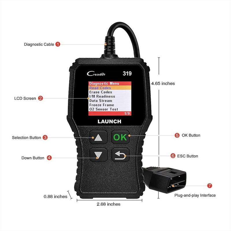LAUNCH OBD2 Scanner Engine Fault Code Reader, CR319 Code Reader
