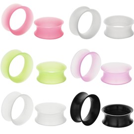 B BodyPJ Sparkles 12PCS Mix Color silicone Piercing Ear Plug Tunnels Expanders Gauge (14mm(9/16"))
