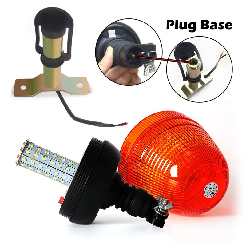 MAIALOT 60 LED Rotating Flashing Amber Beacon Light, Flexible Mount