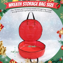 30 Inch Christmas Wreath Storage Bag- Wreath Storage Bags Made of 2 Stitched-Reinforced Canvas Handles - Wreath Storage Container with Double Zippers and PE Polyethylene