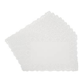 sourcing map 140pcs Paper Doilies, 13.8" x 9.8" Rectangle Lace Doilies Disposable Paper Placemats for Wedding Christmas Tableware Decoration White